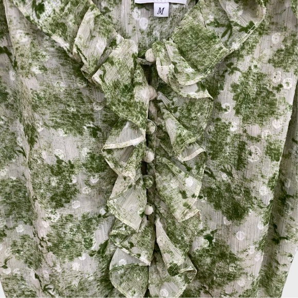 Misa Los Angeles Green White Floral Ruffle Bambi Tank Size Medium - Picture 3 of 9